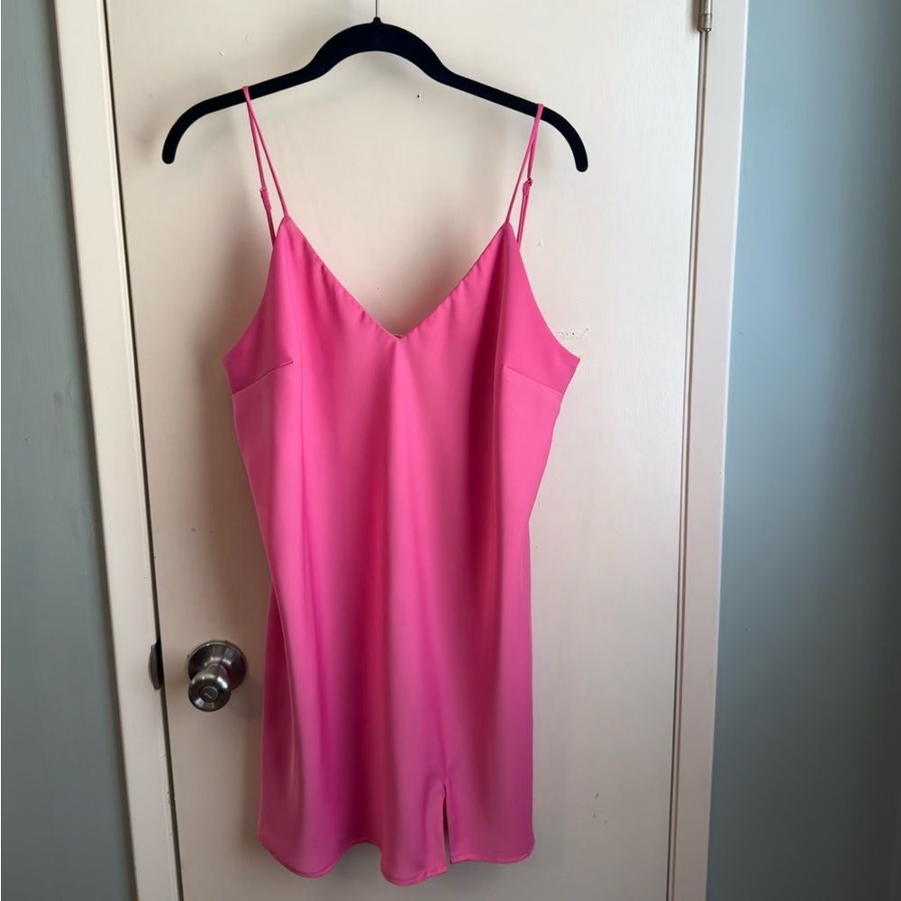 A new day Hot Pink Satin Mini Slip Dress in size xl